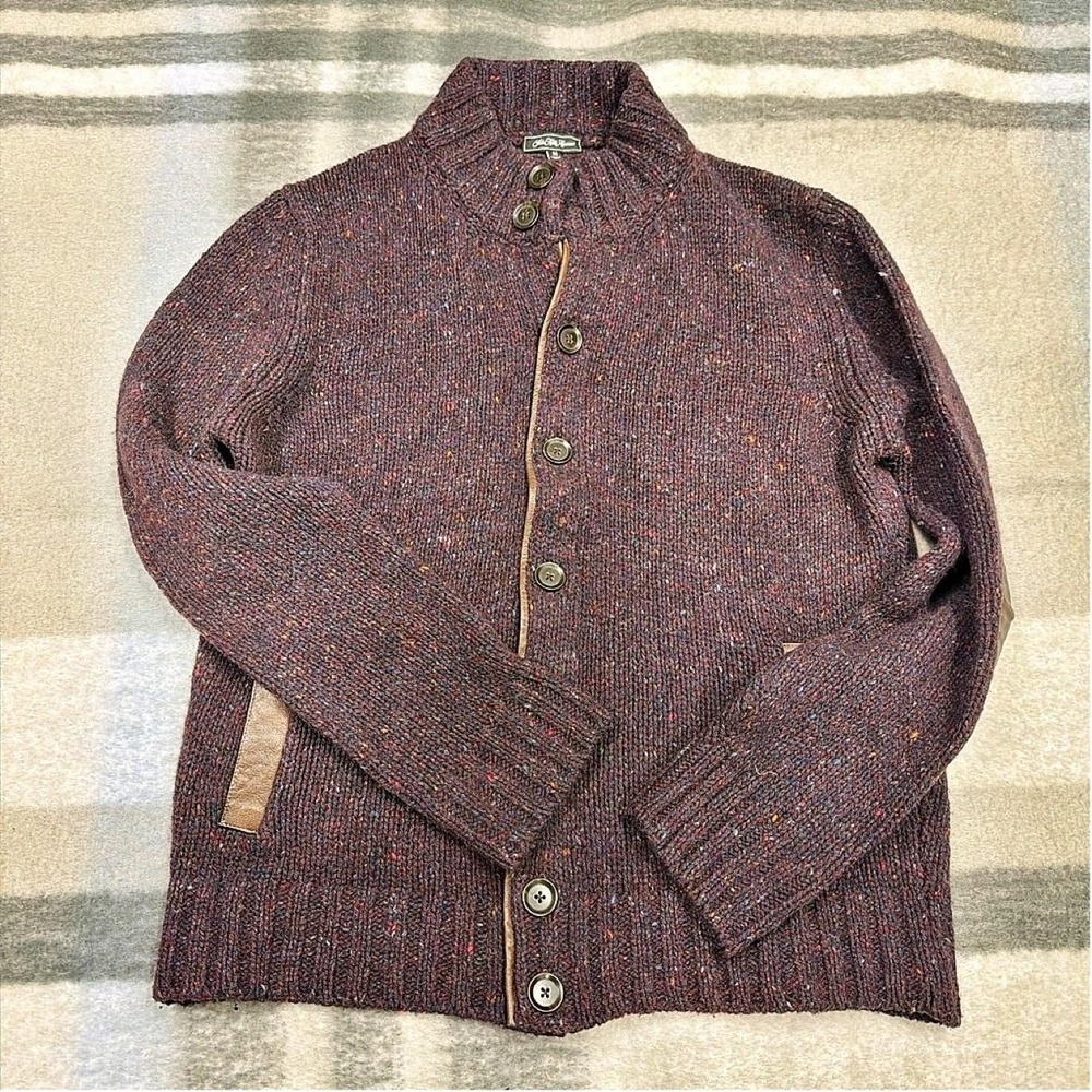 Vintage saks fifth Avenue tweed wool mock neck cardigan sweater.